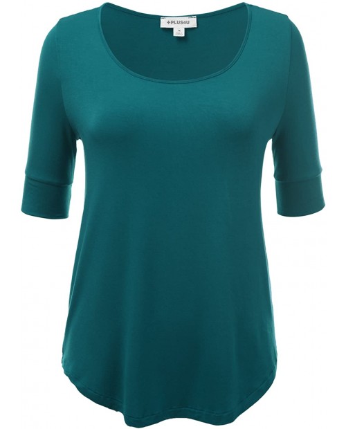 Basic Solid Scoop Neck Short Sleeve Big Plus Size Top Teal Size 1XL at Women’s Clothing store