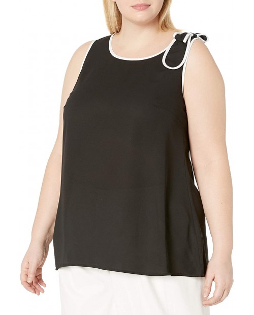 City Chic Women's Apparel Women's Plus Size Top with Bow Shoulder Detailing and Contrast Binding at Women’s Clothing store