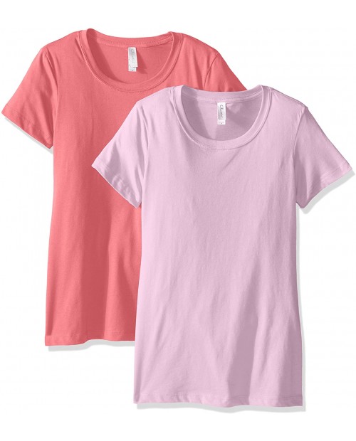 Clementine Apparel Women's Petite Plus Ideal Soft and Trendy Crew Neck Tee Pack of 2