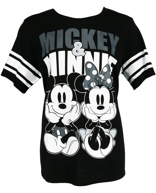 Disney Women's Plus Size Mickey and Minnie Mouse Jersey Tee 1X Black