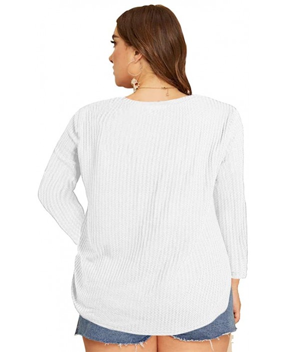 Hurthmor Womens Plus Size Long Sleeve Tops with Crew Neck Knot Front Shirts at Women’s Clothing store