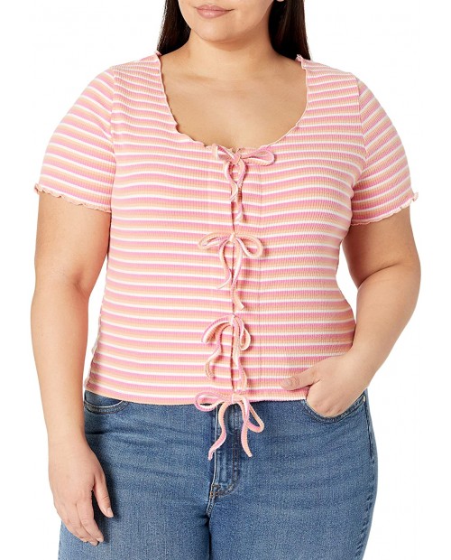 KENDALL + KYLIE Women's Plus Size Cropped Knit Top with Front Tie at  Women’s Clothing store