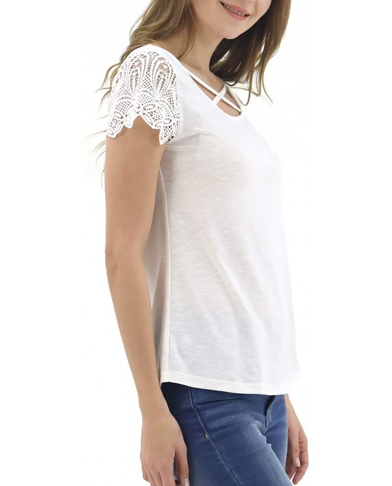 LuluBerry Womens Casual Scroop Neck Cap Sleeve Criss Cross T-Shirt Blouse Tops