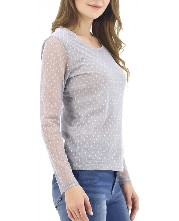 LuluBerry Womens Sexy Sheer Mesh Tops with Dotted Pattern at Women’s Clothing store