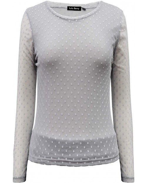 LuluBerry Womens Sexy Sheer Mesh Tops with Dotted Pattern at  Women’s Clothing store