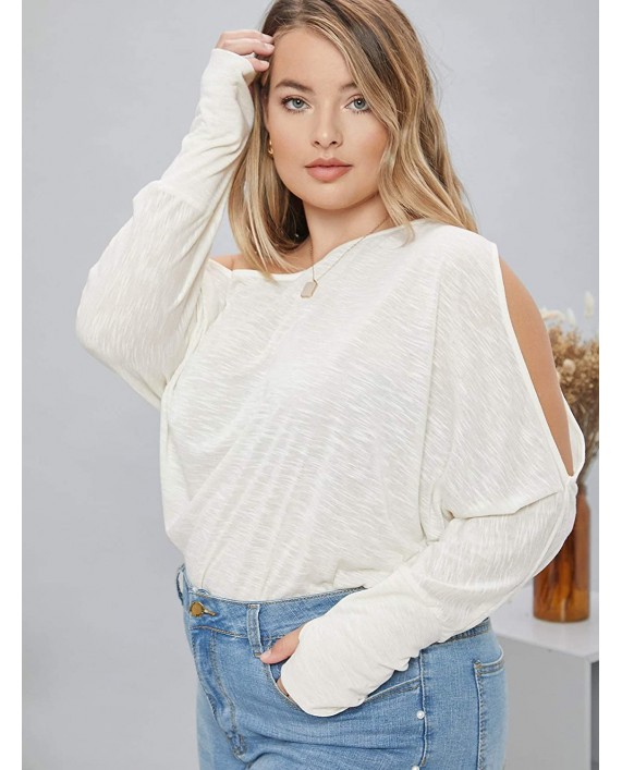 SheIn Women's Casual One Shoulder Long Sleeve T-Shirts Cut Out Tee Tops at Women’s Clothing store