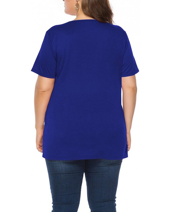 Women's Plus Size Blouses Summer Tee Shirts Criss Cross Casual Top Royal Blue-14W at Women’s Clothing store