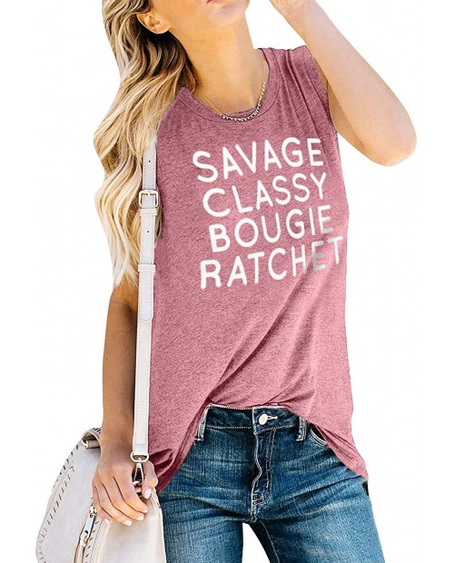 ASTANFY Womens Savage Classy Bougie Ratchet Letter Print Tank Tops Casual Round Neck Sleeveless T-Shirt at  Women’s Clothing store