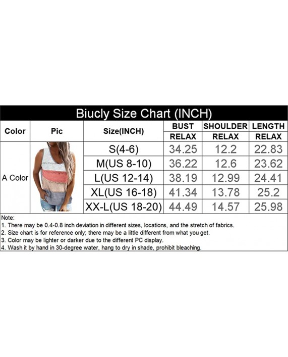 Biucly Women Summer Scoop Neck Knit Cami Tank Tops Loose Sleeveless Blouse Shirts