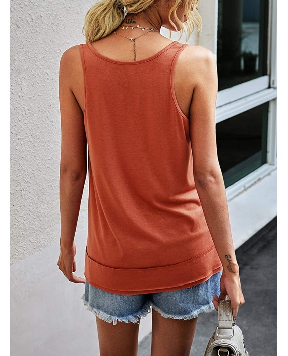 Century Star Women Tank Tops Summer Sleeveless Henley Shirts for Women Scoop Neck Blouses Decorative Button Cami Tops Tees at Women’s Clothing store