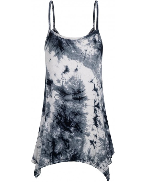 Cestyle Women's V Neck Asymmetrical Hem Tie-Dyed Loose Spaghetti Strap Tank Top at Women’s Clothing store