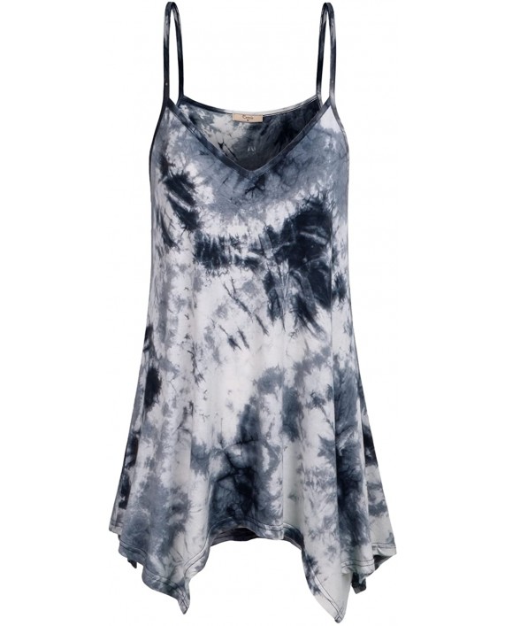 Cestyle Women's V Neck Asymmetrical Hem Tie-Dyed Loose Spaghetti Strap Tank Top at Women’s Clothing store