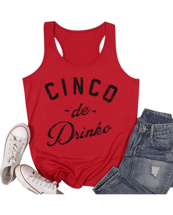 Cinco De Drinko Tank Tops for Women Cinco De Mayo Graphic Racerback Shirt Sleeveless Letter Print Summer Vest Tees