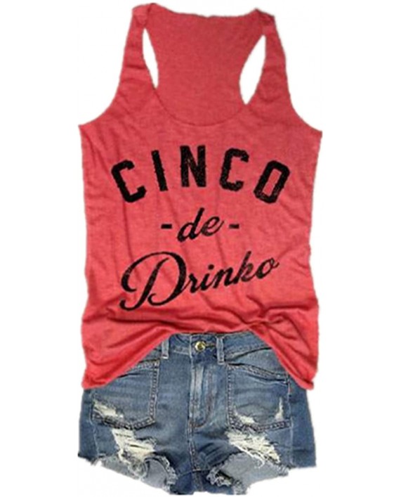 Cinco De Drinko Tank Tops for Women Cinco De Mayo Graphic Racerback Shirt Sleeveless Letter Print Summer Vest Tees