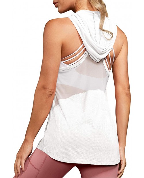 DIRASS Workout Tank Tops for Women Racerback Muscle Tops Mesh Back Sleeveless Hoodie at  Women’s Clothing store