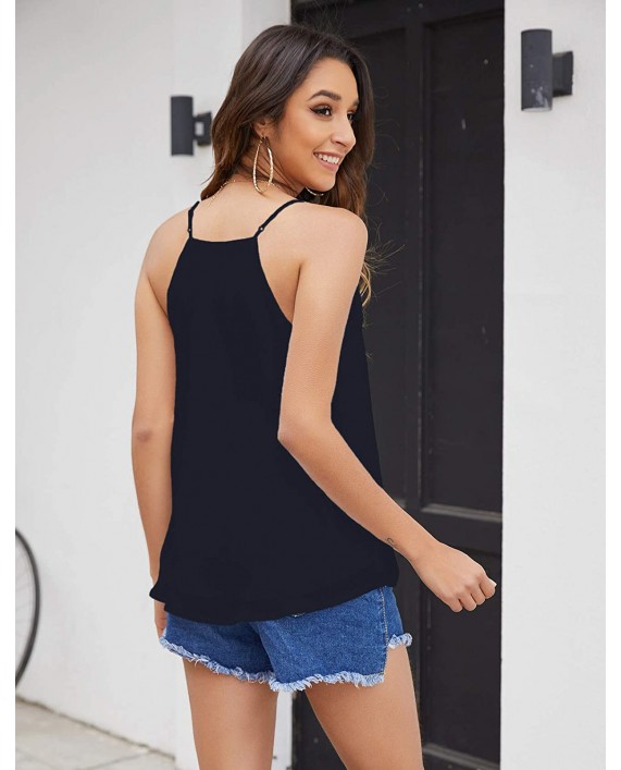 Halife Women's Chiffon Spaghetti Strap Tank Top V Neck Cami Sleeveless Shirt Blouse at Women’s Clothing store