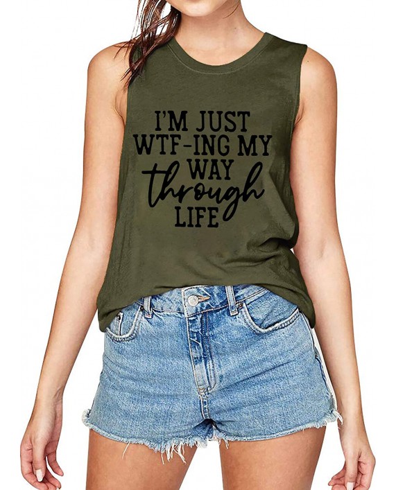 I'm Just WTF-ing My Way Through Life Tank Top Women Sarcastic T-Shirt Funny Saying Sleeveless Tee Tops