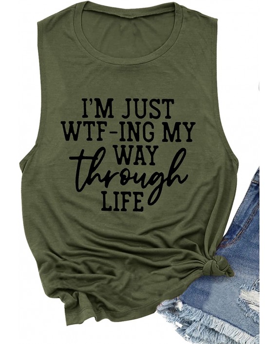 I'm Just WTF-ing My Way Through Life Tank Top Women Sarcastic T-Shirt Funny Saying Sleeveless Tee Tops