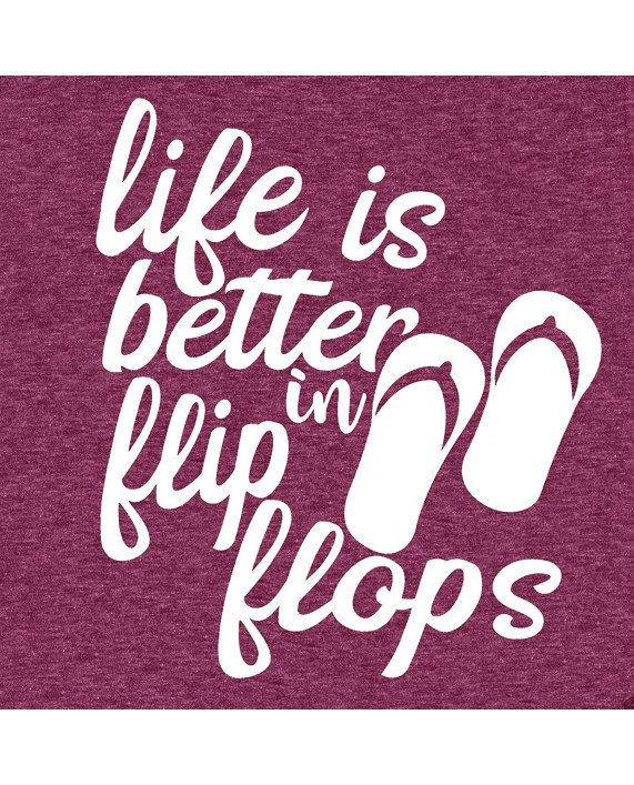 Life is Better in Flip Flops T Shirt for Women Funny Saying Letter Print Tee Summer Casual Sleeveless Tank Tops at Women’s Clothing store
