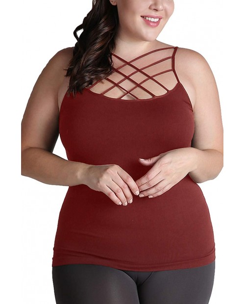 NIKIBIKI Women Seamless Triple Criss Cross Camisole Made in U.S.A Plus Size Red Pear at  Women’s Clothing store
