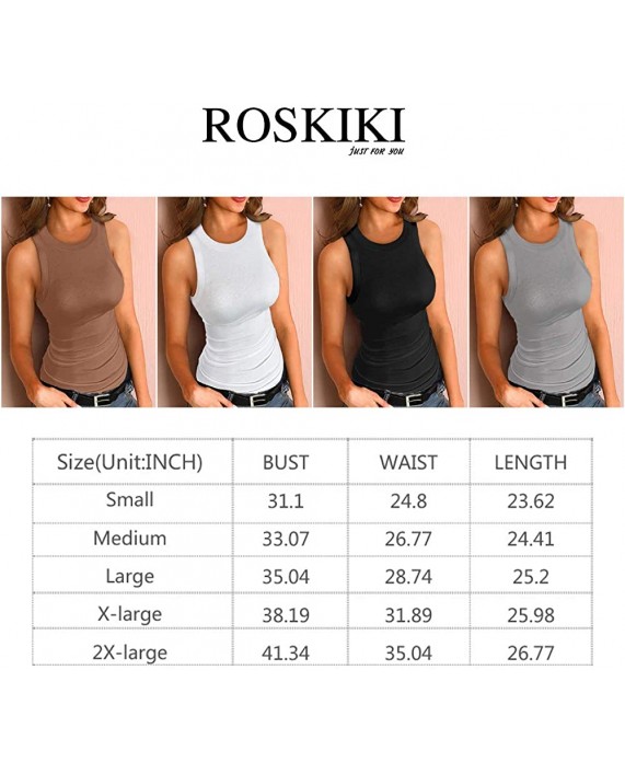 ROSKIKI Womens Tank Tops Summer Sleeveless Basic Cami Top Shirt Slim Knit Ribbed Racerback Blouses