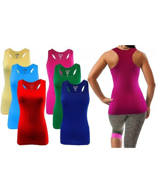 SUMONA Women 3 6 12 Pack Tank Tops Racerback Ribbed Rib A-Shirts Basic Sleeveless at  Women’s Clothing store
