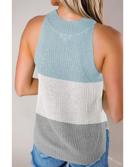 SySea Womens Summer Loose Knit Shirts Sleeveless Halter Neck Sweater Tank Tops at Women’s Clothing store