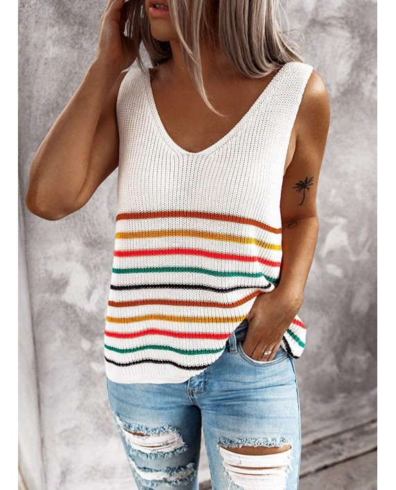 Tiksawon Womens Summer Strappy Tank Tops Loose fit Casual Sleeveless Blouses Sexy Knit Cami Shirts at Women’s Clothing store
