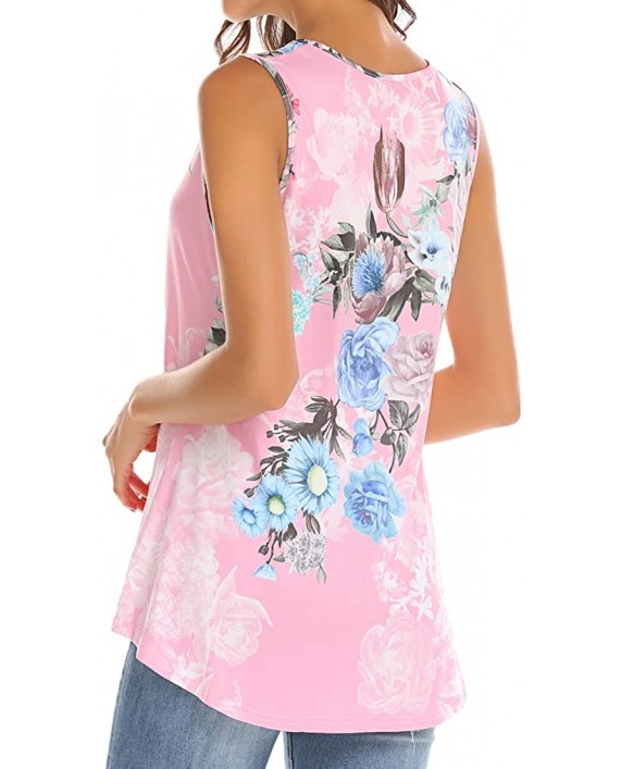 Tobrief Women Sleeveless Floral Print Swing Tunic Tank Tops at Women’s Clothing store