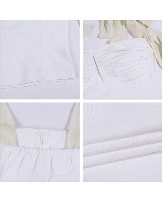 Velius Women's Sleeveless Camisole Tie Shoulder Mesh Strap Tank Crop Tops at Women’s Clothing store