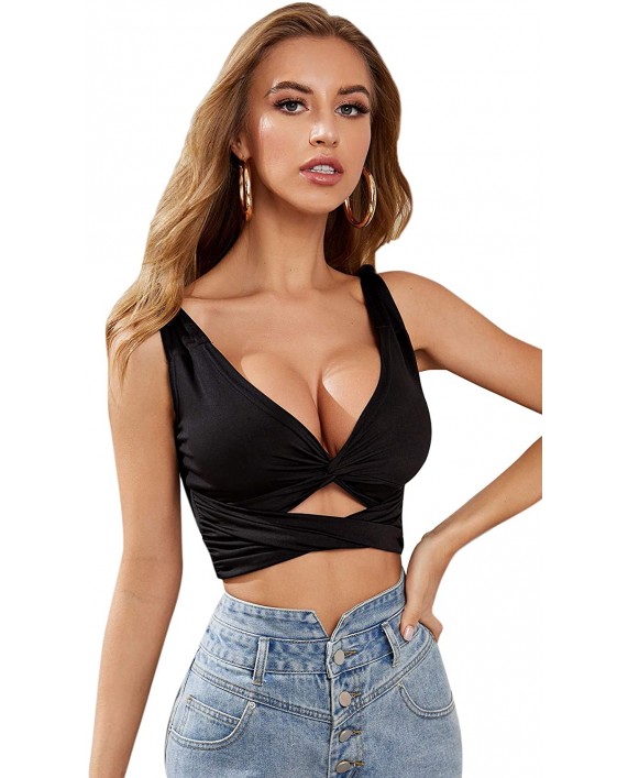 Verdusa Women's Sexy Cut Out Criss Cross Backless Tie Back Cami Crop Top Bralette at Women’s Clothing store