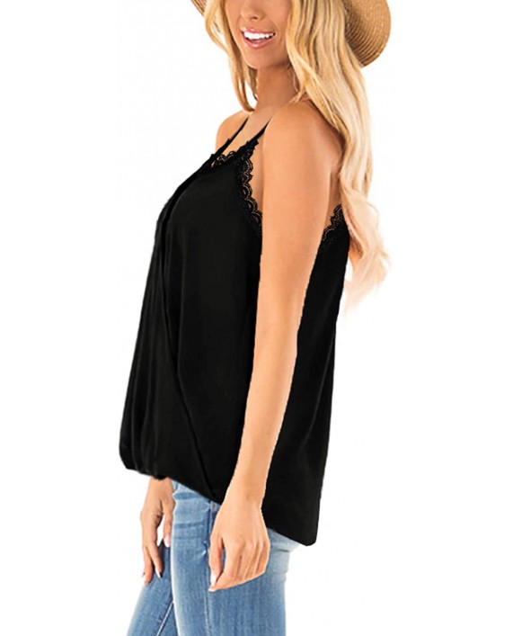 WEESO Womens Tank Tops Loose Fit Casual Summer Lace V Neck Wrap Camisole