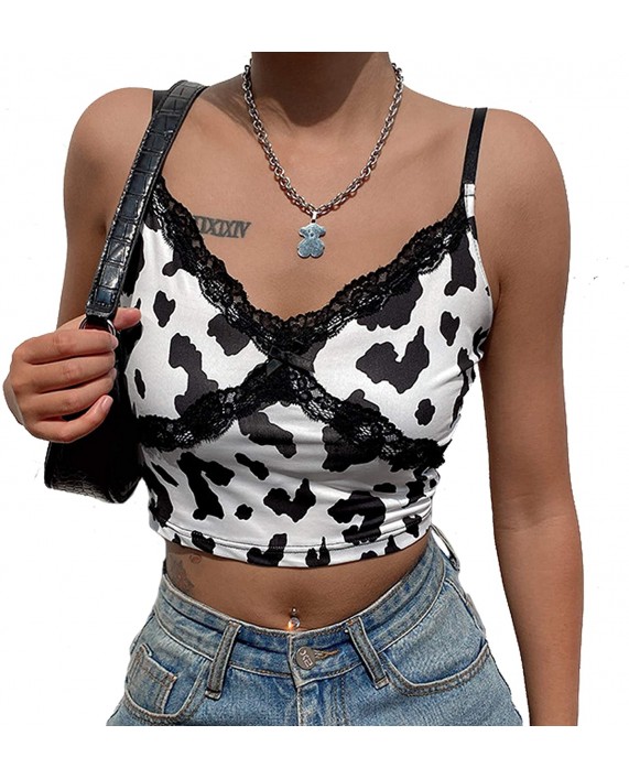 Womens Lace Crop Tops Sexy V Neck Cropped Tank Top Strap Cami Slim Camisole Shirts at Women’s Clothing store