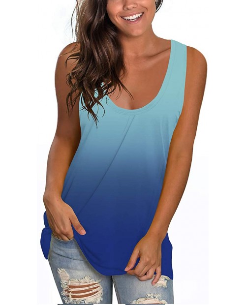 XIEERDUO Womens Tank Tops Loose Fit Sleeveless Shirts Summer Tunic Blue XXL