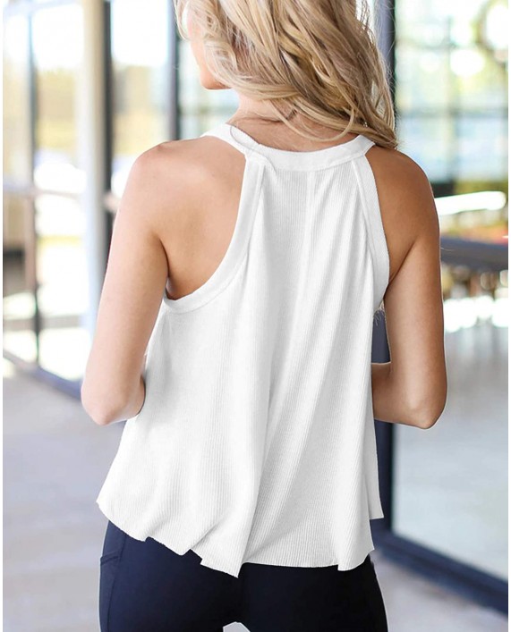 Ybenlow Womens Knit Racerback Tank Tops V Neck Sleeveless Shirts Summer Casual Loose Vest Shirt Cami Blouses at Women’s Clothing store