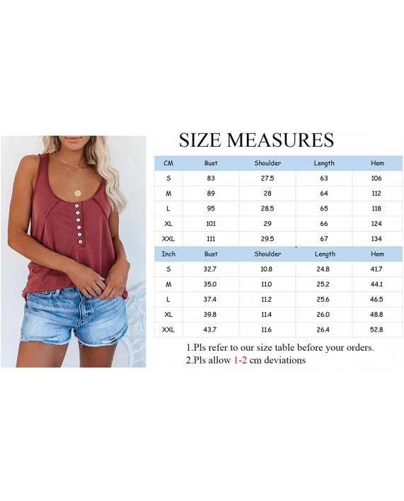 Younsuer Womens Workout Henley Tank Top Button Down Scoop Neck Sleeveless Casual Shirts at Women’s Clothing store