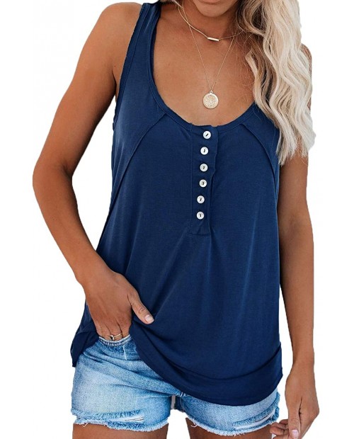 Younsuer Womens Workout Henley Tank Top Button Down Scoop Neck Sleeveless Casual Shirts at  Women’s Clothing store