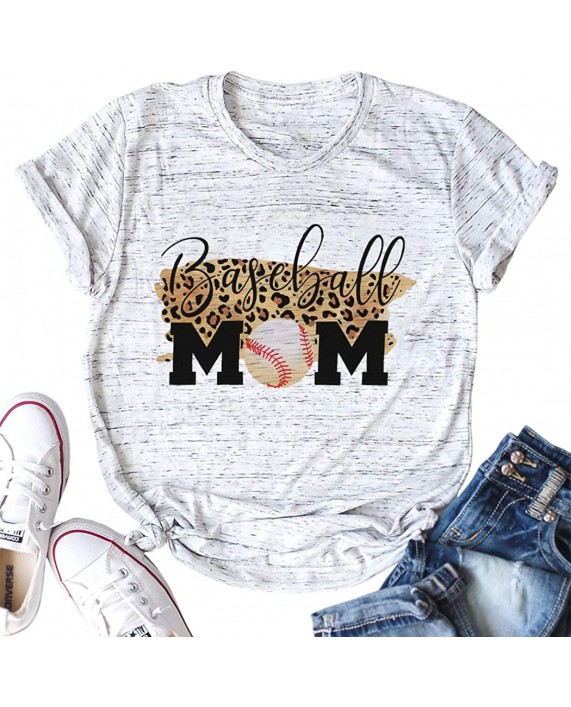 Baseball Mom Shirt for Women Short Sleeve Tee Top Letters Print Casual T Shirts Blouse at Women’s Clothing store