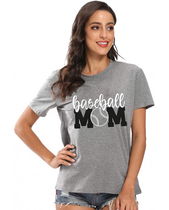 Baseball Mom Shirt Womens Mom Shirt Short Sleeve O-Neck Letter Print Casual Tops Tees at Women’s Clothing store