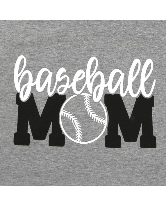 Baseball Mom Shirt Womens Mom Shirt Short Sleeve O-Neck Letter Print Casual Tops Tees at Women’s Clothing store