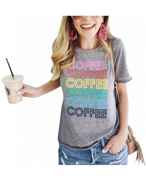 Coffee T Shirts for Women Coffee Coffee Coffee Letters Print Shirt with Funny Sayings Casual Tee Tops at  Women’s Clothing store