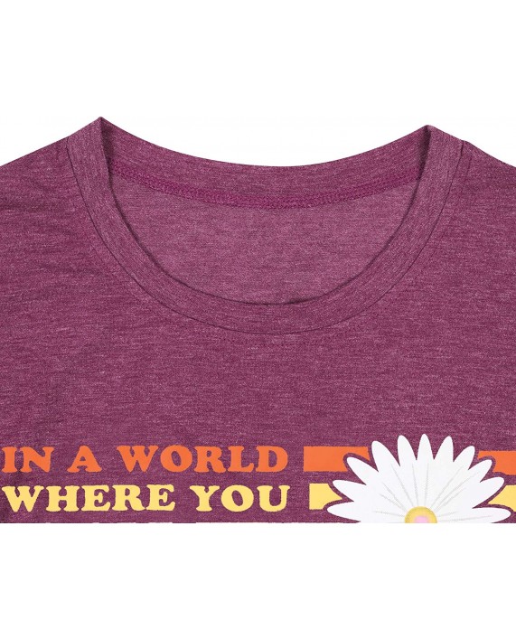 Cute Graphic Shirts Women in A World Where You Can Be Anything Be Kind Shirt Inspirational T-Shirt Colorful Tee Tops at Women’s Clothing store