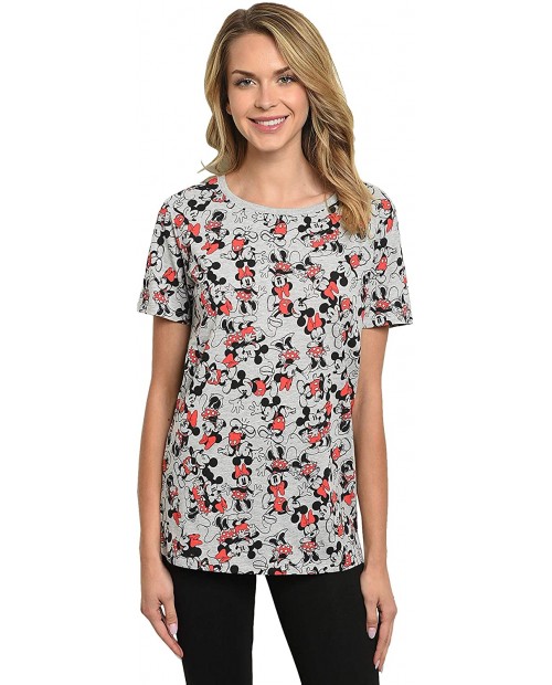 Disney Womens T-Shirt Mickey & Minnie Mouse All Over Print