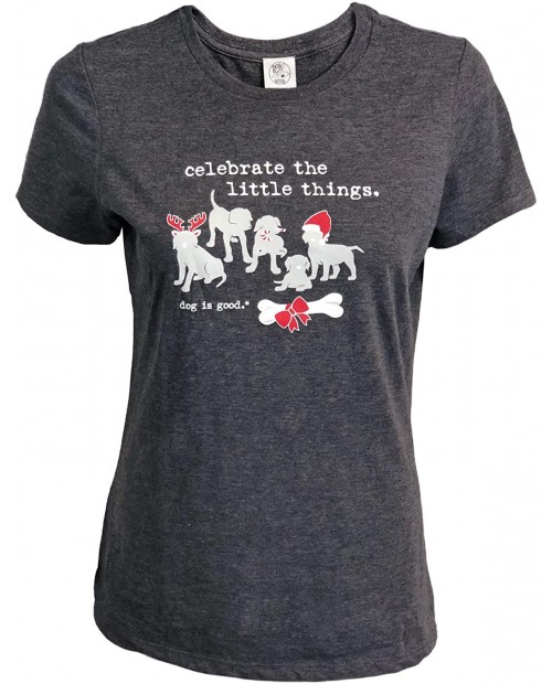 Dog is Good Celebrate The Little Things Holiday Christmas Women's T-Shirt at  Women’s Clothing store
