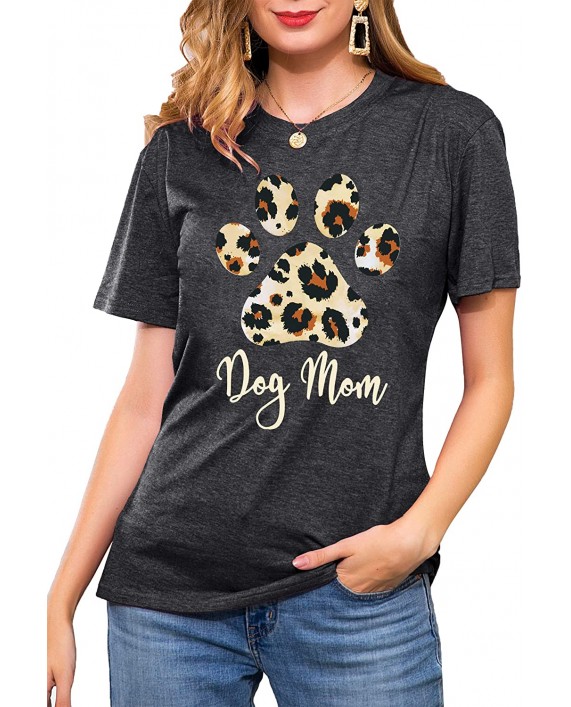 Dog Mom Shirt Women Funny Leopard Print Dog Mama T-Shirt Cute Graphic Tee Dog Lover Letter Print Short Sleeve Tee Tops at Women’s Clothing store