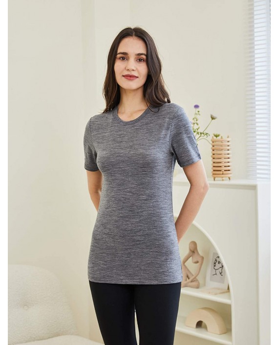 Eizniz Women's Merino Wool T-Shirt - Crew Neck Tank Cami Tops Tee Shirt - Wicking Anti-Odor at Women’s Clothing store