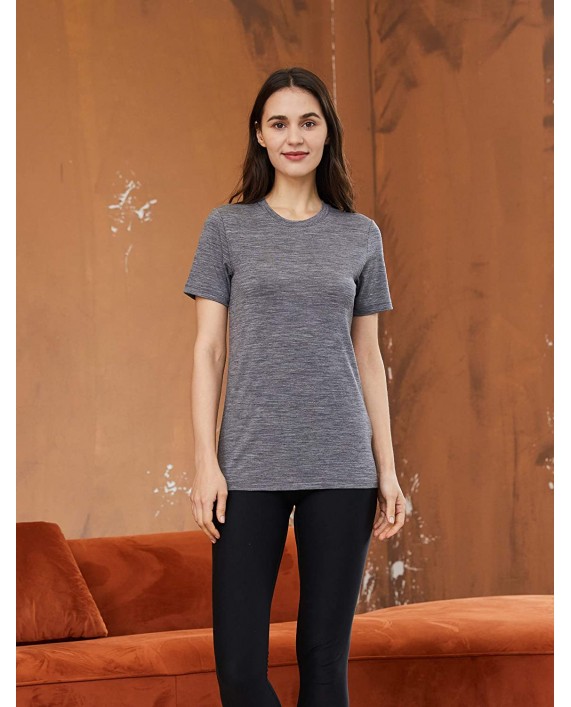 Eizniz Women's Merino Wool T-Shirt - Crew Neck Tank Cami Tops Tee Shirt - Wicking Anti-Odor at Women’s Clothing store