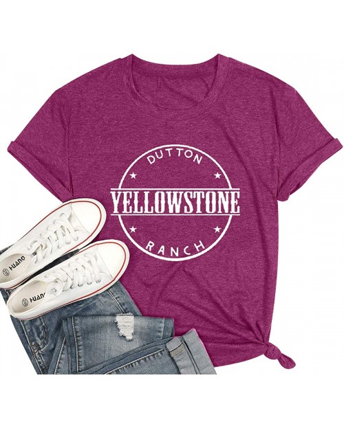 FASHGL Yellowstone Dutton Ranch T-Shirt Yellowstone TV Show Tee Vantage Causal Shirt at  Women’s Clothing store