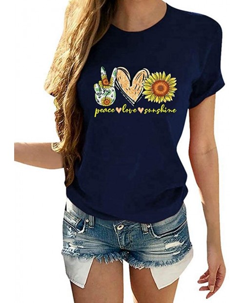 Ferrtye Womens Sunflower Love Cute Graphic T Shirts Short Sleeve Crewneck Casual Loose Fit Summer Tees at  Women’s Clothing store