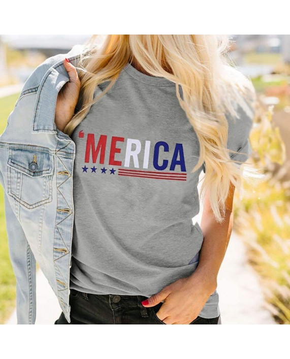 Funny Cute American Flag Tee Shirts for Women Short Sleeve USA American Flag Print Graphic Tee Shirts Tops